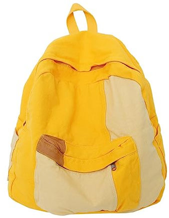 MININAI Vintage Canvas Rucksack für Damen Herren Grunge Hippie Boho Patchwork Rucksack College Buch Tasche Reise Casual Daypack, gelb, Einheitsgröße, Daypack Rucksäcke