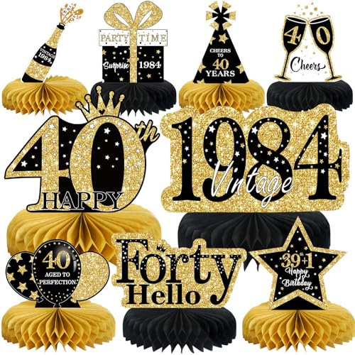 Voxisroma Deko 40. Geburtstag Männer,9 STK Schwarze Goldene Bienenwabe Mittelstück Tischdeko Geburtstag,40 Geburtstag Deko,40 Geburtstag Party Deko Für Frauen Und Mann,Geschenke Für Männer Geburtstag