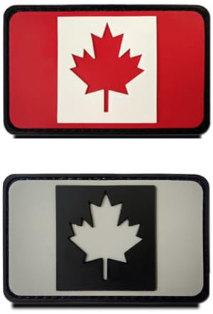 2 Stück 3D PVC Rubber Kanada Flaggen Patch, Schweres Robust Material,Hakenrückseite ohne Schlaufe, Taktische Kanadische Ahornblätter Patch für Kleidung Taschen Rucksack Uniform Weste