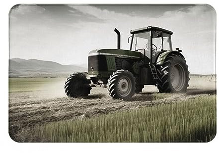 Fußmatte mit Traktor-Landwirtschaft, ruhig, bedruckt, für Innen- und Außenbereich, Flanell, leicht zu reinigen, rutschfest, Eingangsteppich für den Eingangsbereich, innen und außen