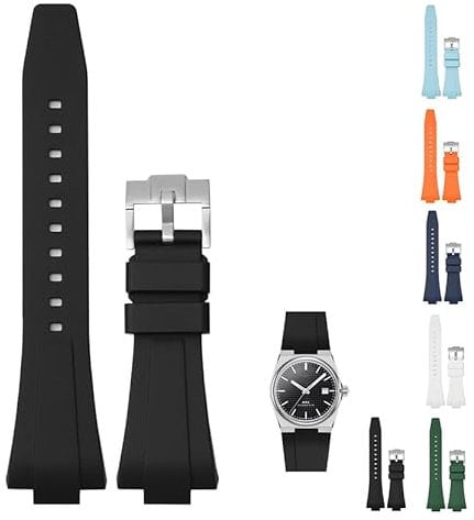 Schnellverschluss-Gummiband für Tissot PRX Powermatic 80, 40 mm, Ersatz-Uhrenarmband mit Schnalle für Tissot PRX-Serie, mehrere Farben, Schwarz
