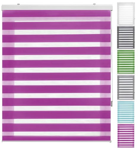 Doppelrollo ohne Bohren 30 x 260 cm lichtdurchlässig & verdunkelnd Klemmrollo Seitenzugrollo Größe und Farbe wählbar für Fenster & Tür, Lila