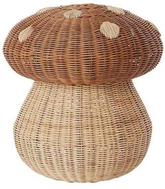 TUOYIBO Handmade Rattan Mushroom Storage Basket, Baby Toys Decorative Storage Basket, Bathroom Laundry Dirty Clothes Basket