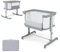 DREAMADE 3 en 1 Lit Cododo Bébé avec Matelas Lit Berceau Nouveau-né Pliant à Hauteur Réglable,Inclinaison 10°,Roues Universelles avec Frein Charge 9 KG 0-6 Mois(Gris)