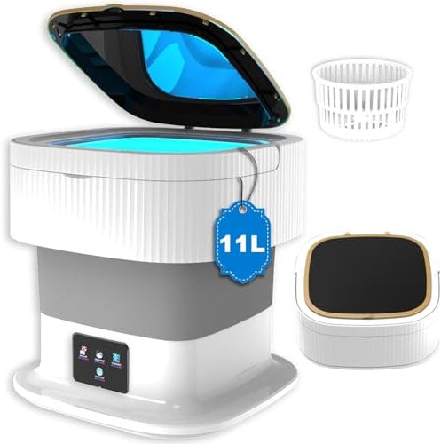 Mini Portable Washing Machine, 11L Foldable Washer with Spin-Dry, Small Underwear Washing Machine, Laundry Machine for Apartments, Clothes,Socks,Pet Supplies,Camping,Travel EN-926 ( Color : Grey1 )