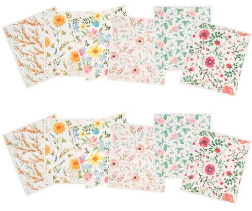Dishcloths, 12pcs Brightly Colored Floral Pattern, Washable Reusable Highly Absorbent Quick-Drying, Cleaning Kitchen Towels