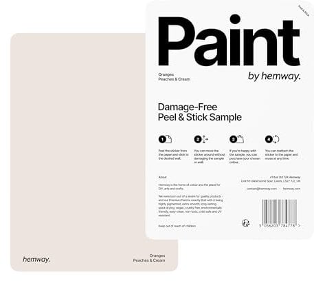 Hemway - Peel & Stick Sample for Our Chalk Based Furniture Matt Paint - Peaches and Cream | A5 Damage-Free, Accurate Colour Swatch | Test Our Chalky Matt Shabby Chic Finishes for Interior Decor