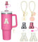 Reusable Straw Cover for Stanley Cup Accessories, 2Pcs Dustproof Straw Covers with Letter Charms and Personalized Name Stickers(A)