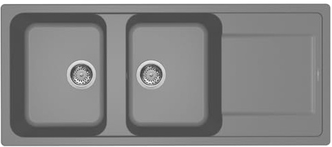 Elleci Lavello Incasso Life 500 2 Vasche con gocciolatoio 116×50 Grigio Titanium Granitek LM250073