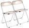 Klappstuhl Küche 2er Set Transparente Stühle Stapelbar Chromrahmen Ergonomische Rückenlehne für Draußen Innen, Belastbar Bis 200kg(Beige)
