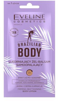 Eveline Cosmetics Brazilian Body Straffendes Selbstbräunungsgel-Balsam mit Erythrulose, DHA & Koffein - Vegane Formel