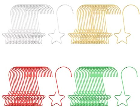 FRUHLING 80 Ganchos para Colgar Bolas con Estrella para Árbol de Navidad - Pequeños, Rápidos, de Metal, en Forma de S - Decoración de Árboles y Bolas Navideñas (4