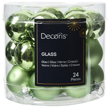 Weihnachtskugeln Glas 2,5cm 24 Stück - matt & glänzend - Mini Christbaumkugeln Weihnachtsbaumkugeln für Weihnachten - Christbaumschmuck & Weihnachtsbaumschmuck - Grüntee