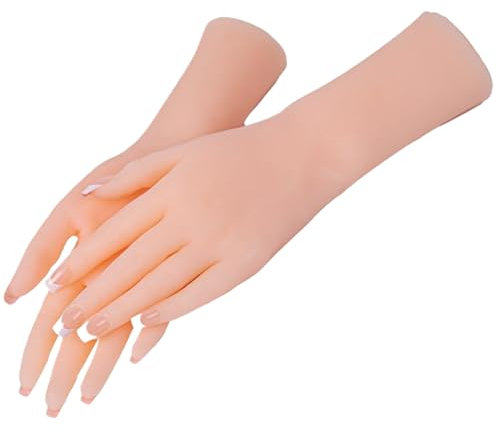 Mannequin Hand 1Pair Simulated TPE Female Model Hand Nail Practice Hand Tactile and Realistic Fake Hands for Jewelry Displaying, Painting, Photography Models, Fake Hand