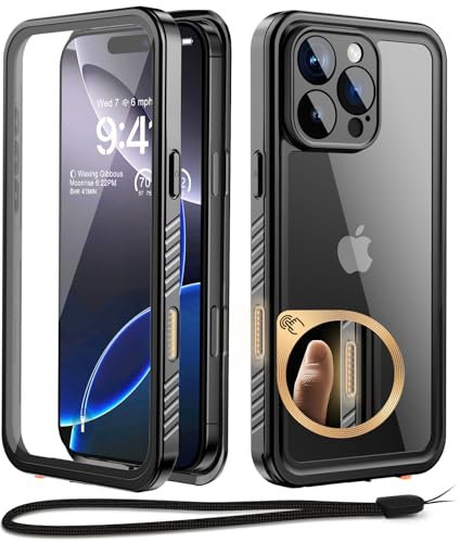 Beeasy for iPhone 16 Pro Case Waterproof, Shockproof, Dustproof, Built-in Screen Protector, 360 Degree Full Body Protection, Heavy Duty Hard Armour Cover, 6.3 Black
