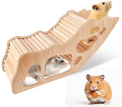 Vegena Hamster-Kletterleiter, Hamster Haus Hamsterhaus Aus Holz Hamsterleiter Hamster Klettern Spielzeug Holz-Kletterspielzeug Hamsterversteck Hamster Versteck Für Hamster, Rennmäuse, Kleine Haustiere