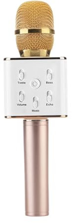 DRSYXCS Wireless Microphone for kids Adults, Bluetooth Microphone with Voice Changer, Portable Karaoke Mic Speaker Singing Toys Compatible with iOS Android Devices for Party Home KTV (Champagne Gold)