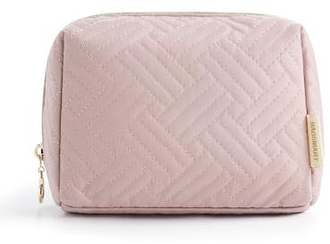 BAGSMART Kleine Make-up Tasche Kosmetiktasche,kleine Reisetasche mit Reißverschluss,Wasserfeste Kosmetiktasche,Make-up Organisationstasche für Frauen,Rosa