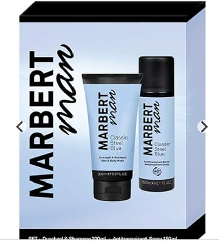 Marbert Man Classic Steel Blue Set -1 x Duschgel 200 ml + 1 x Deodorant Spray 150 ml - Ein Angebot von FISGUS by krass-shoppen-de