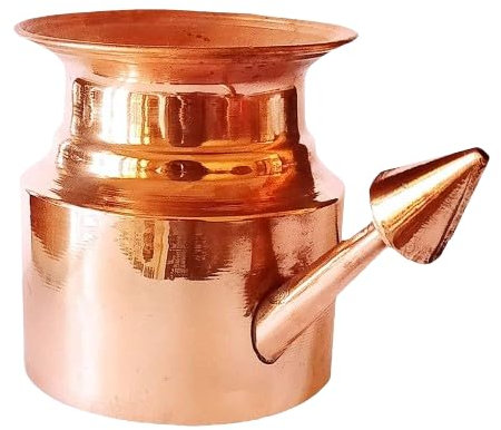 INDIAN MODERN ART Pure Copper Plain Neti Pot (300ml) for Storing & Serving Water – Ayurvedic Solution