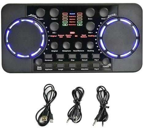 Wrtysully V300 Pro Soundkarte Bluetooth-Kompatibles Audio-Interface Mixer DJ Digital Effect Noise Reduction Console USB Record