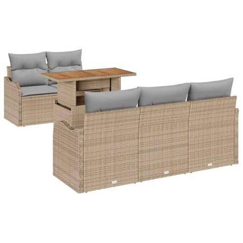 vidaXL Garten-Sofa-Set 6 STK. Beige Poly Rattan
