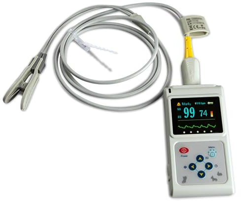 Veterinary Machine,Veterinary Pulse Oximeter, Accurate Pet Heart Rate Monitor for Pets Cats and Dogs, Handheld Ear/Tongue Sensor Probe, for Use in Family and Pet Hospital