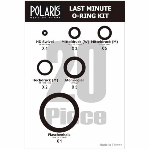 POLARIS Last Minute O-Ring Kit – 20-teiliges Ersatzteil-Set für Taucher – Universelle Dichtringe für Atemregler, Finimeter & Flaschenventile