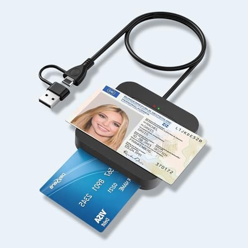 2 in 1 Chipkartenleser mit NFC für USB-A/USB-C DOD Militärkarten Bankkarten