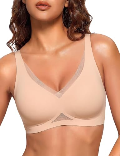 Sujetador Sin Aros Reductor Jelly Bra Malla Triangular Verano Beige 3XL