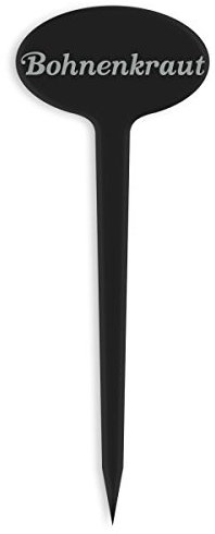 GRAVURZEILE Pflanzenschilder mit Gravur - Bohnenkraut - Stilvolle Kräuterschilder aus schwarzem Acryl für den Garten - Kräuterstecker geeignet für Beet & Kräutergarten - Farbe: Bohnenkraut