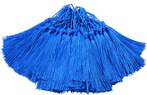 100pcs 13cm/5 Inch Silky Floss bookmark Tassels with 2-Inch Cord Loop and Small Chinese Knot for Jewelry Making, Souvenir, Bookmarks, DIY Craft Accessory (Peacock Blue)