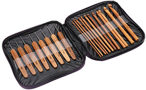 20 Stück Häkelnadeln Nadeln Bambus Griff Weben Nähwerkzeuge Set Kit von 1,0 mm bis 10,0 mm