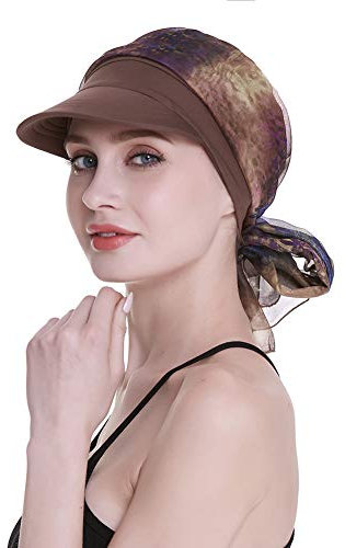 Newsboy Cap für Damen, Chemo-Kopfbedeckung mit Schals, Haarausfall, erhältlich das ganze Jahr über, Braun, Einheitsgröße