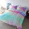 BlessLiving Rainbow Bedding Bettwäsche-Set für King-Size-Betten, modernes Marmor-Bettwäsche-Set, 3D-abstrakter Bettbezug, Pastellgrün, Rosa, 3-teilig, Mädchen-King-Size-Bettwäsche