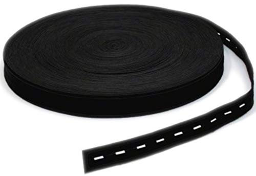 BIG-SAM Lochgummiband - Knopflochgummiband in 15mm Breite in 1, 5 oder 10 Meter Länge Farbe Schwarz oder Weiß (Schwarz, 1)
