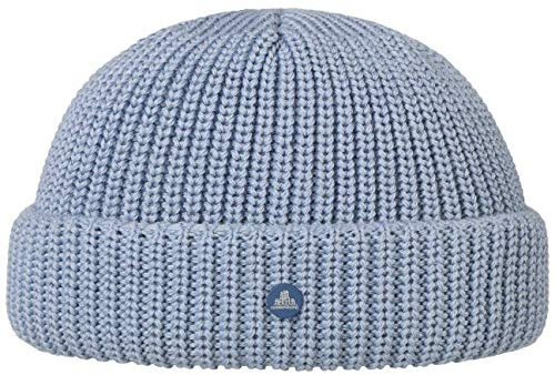 HAMMABURG Strick Dockermütze Beanie Wolle Made in Italy Damen Herren Herbst Winter hellblau One Size