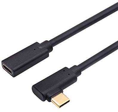 QiCheng&LYS USB-C 3.1 Male To Female Extension Cable,USB Extension Lead,Pass Video Data Audio for USB Type-C Data Sync Cable (Elbow 0.6m)