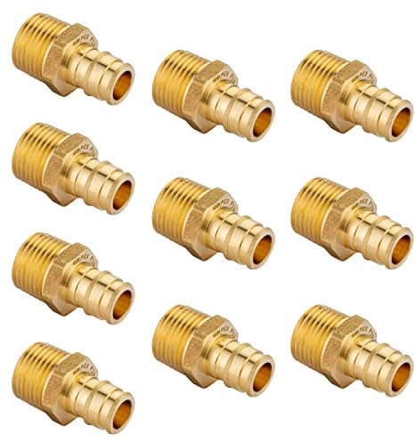 Efield Pex A 1/2 Zoll x 1/2 Zoll NPT Adapter Erweiterungsfitting F1960 bleifrei, Schlauchanschluss Rohrverbinder, 10 Stück