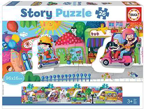 Educa - Fahrzeuge, 26 Teile Geschichten-Puzzle für Kinder ab 3 Jahren, Storypuzzle (18901)