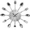 Boaby Creative Cutlery Clock, 32cm Spoon & Fork 3D Watch Stainless Steel Silver Modern Kitchen Wall Hanging Clock, for Living Room, Dining Room