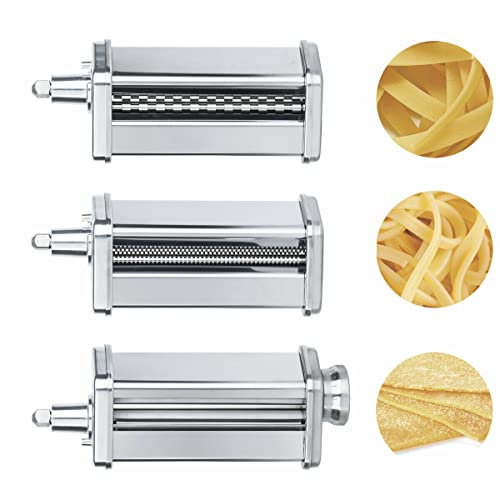 H.Koenig Zubehör KM3 Nudelmaschine für professionelle Knetmaschine KM120/KM124/KM126/KM128, Laminoire für frische Pasta, Spaghetti, Tagliatelle, Edelstahl