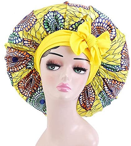Print Sleeping Hat Large Satin Hat Scarf Head Wrap Sleeping Hat Adjustable Soft Night Hat Satin Hair Cap Soft Sleep Cap