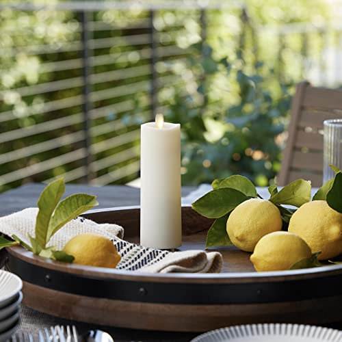 Luminara Outdoor Slim Pillar Flameless LED Candle, Ivory 2 x 6.5, Moving Flame Weather Resistant Timer Ready Battery Operated Safe Melted Edge