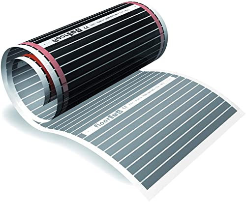 floorino – 5m² Infrarot elektrische Fußbodenheizung für Laminat und Parkett, 220 Watt, Heizfolie Flächenheizung auch als Wandheizung/Deckenheizung Wohnzimmer Wohnwagen Wintergarten mit Ansschluss-Set