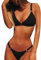 CheChury Femmes Maillots de Bain 2 Pièces Sexy Push Up Rembourré Bandage Bikini Brésilien Triangle Halter Taille Basse String Bas de Bikini Plage - Noir - M