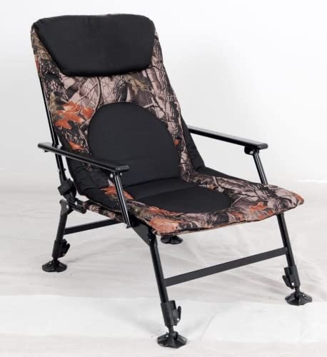 PONTTOR Angelstuhl Karpfenstuhl High Back mit Armlehnen für Angeler, Campingstuhl Klappstuhl