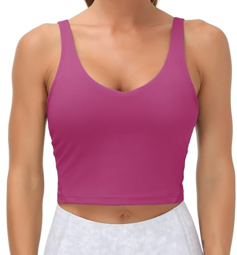 THE GYM PEOPLE Reggiseno sportivo da donna, senza ferretto, imbottito, con supporto medio, Fucsia, M