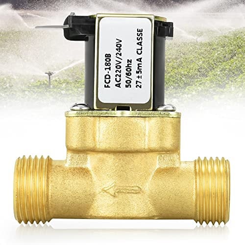 DOUSELLA Elettrovalvola Elettrica in Ottone 220v Valvola a Solenoide 1/2 Elettrovalvola Acqua 12v 1/2'' Valvola Magnetica a Solenoide Elettrica Normalmente Chiusa per Controllo Acqua - 6.4cm*6cm
