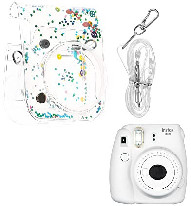 kwmobile Kamera Tasche kompatibel mit Instax Mini 11 / Mini 40 / Mini 8/9 - Hülle aus Kunststoff mit Band zum Umhängen - Funkelnd